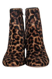 Current Boutique-Loeffler Randall - Tan & Black Leopard Print Calf Hair Block Heel Booties Sz 6.5