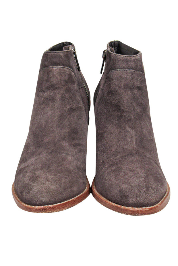 Current Boutique-Loeffler Randall - Taupe Suede Ankle Booties w/ Block Heel Sz 6