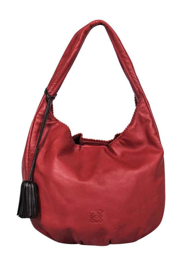 Loewe - Rust Leather Slouchy Shoulder Bag w/ Brown Tassel – Current Boutique