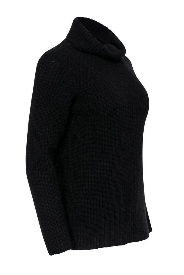 Current Boutique-Longchamp - Black Chunky Knit Cashmere Turtleneck Sweater Sz XS
