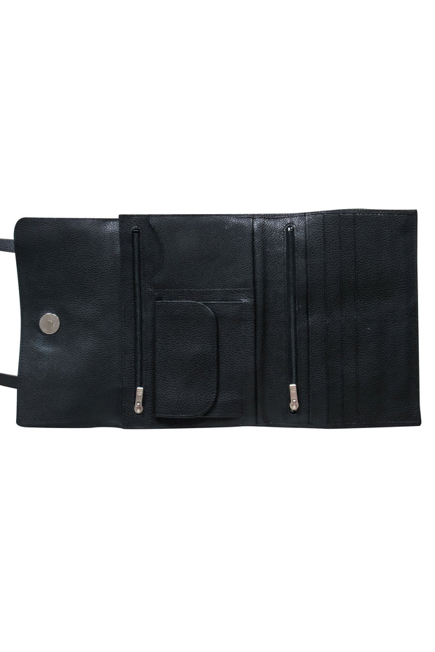 Current Boutique-Longchamp - Black Pebbled Leather Wallet Crossbody Bag
