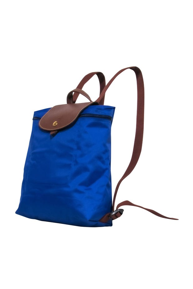 Current Boutique-Longchamp - Blue & Brown Mini Backpack w/ Leather Accents