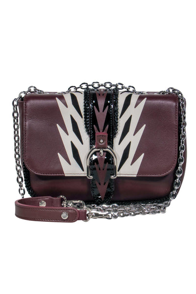 Current Boutique-Longchamp - Maroon Printed Chain Crossbody Bag w/ Printed Trim
