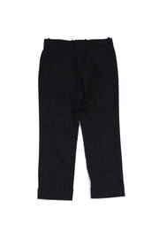 Current Boutique-Loro Piana - Black & Grey Pinstripe Wool Trousers Sz 10