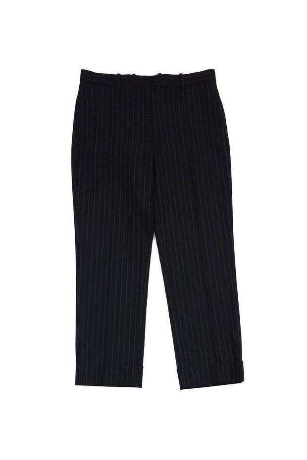 Current Boutique-Loro Piana - Black & Grey Pinstripe Wool Trousers Sz 10