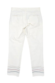 Current Boutique-Loro Piana - White Straight Leg Jeans w/ Embroidered Hem Sz 6
