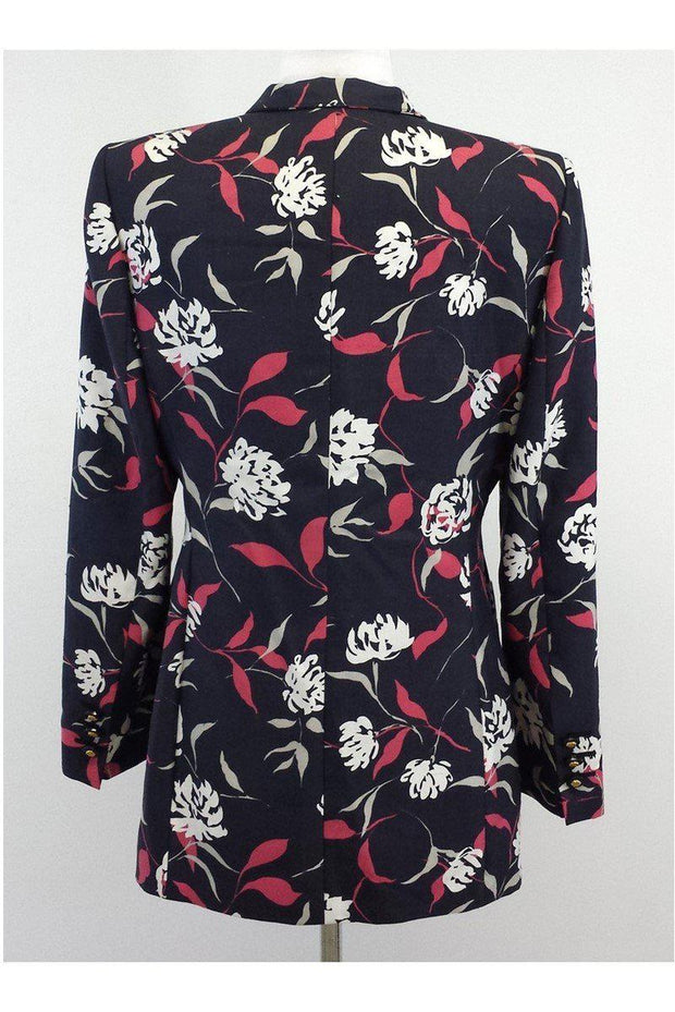 Current Boutique-Louis Feraud - Floral Print Silk Suit Jacket Sz 8