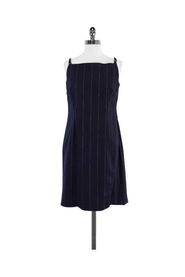 Current Boutique-Louis Feraud - Navy & White Pinstripe Dress Sz 10