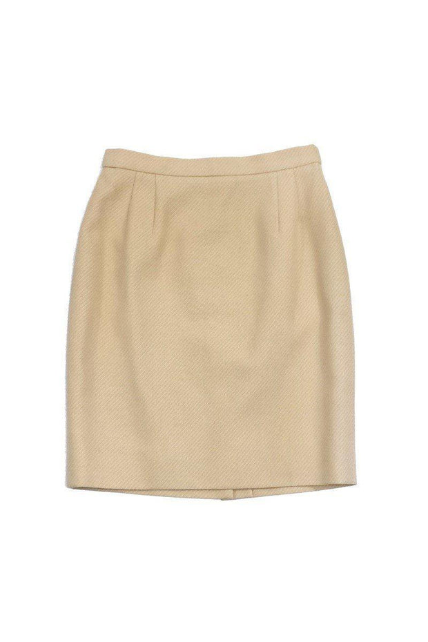 Current Boutique-Louis Feraud - Yellow & Cream Wool Striped Skirt Sz 6