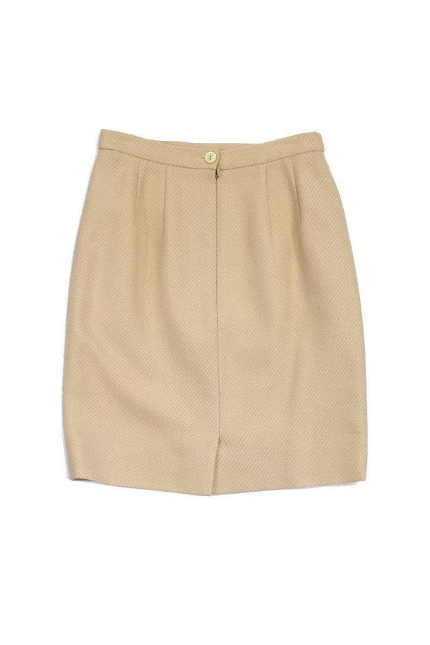 Current Boutique-Louis Feraud - Yellow & Cream Wool Striped Skirt Sz 6