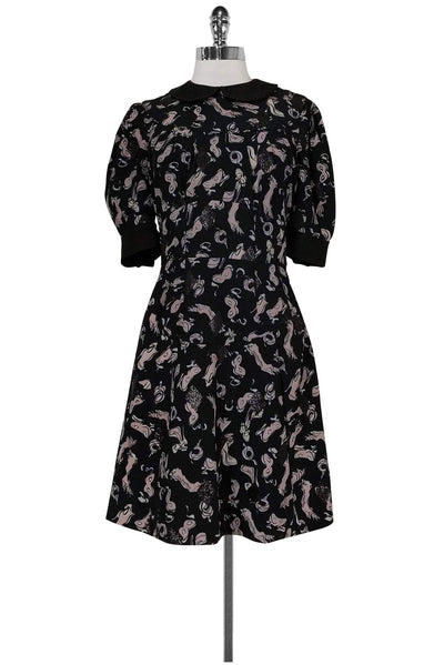 Current Boutique-Louis Vuitton - Black Mask Print Dress Sz M