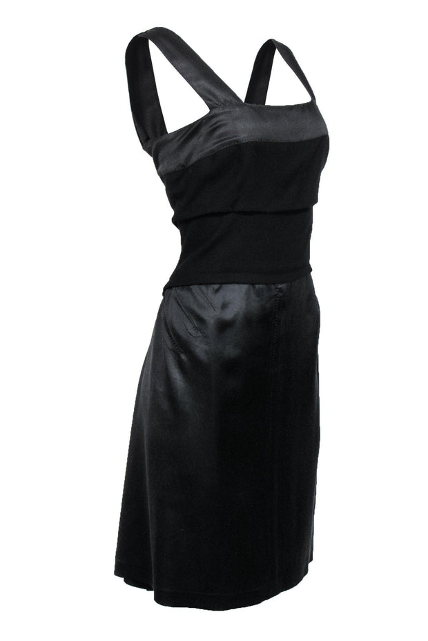Current Boutique-Louis Vuitton - Black Satin Wool Cocktail Dress Sz 10