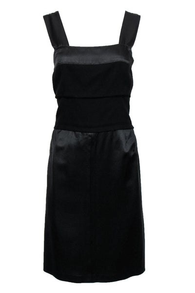 Current Boutique-Louis Vuitton - Black Satin Wool Cocktail Dress Sz 10