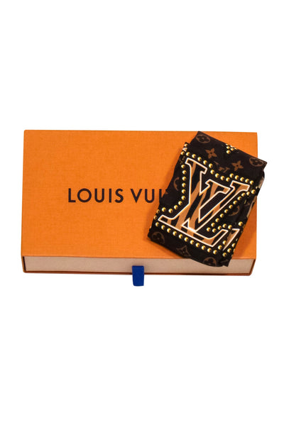 Louis Vuitton - Brown & Tan Monogram, Floral & Animal Print Silk Scarf –  Current Boutique