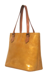 LOUIS VUITTON: "Houston" Yellow, Patent Leather "LV"  Logo Tote/Shoulder Bag (of)