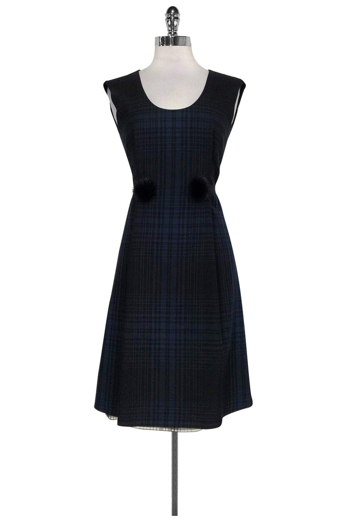 Louis Vuitton Black, Beige and Navy Colour-Block Skater Dress Size