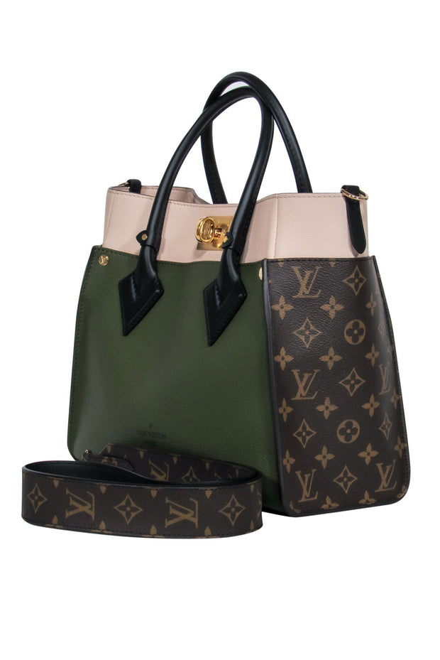 Current Boutique-Louis Vuitton - Olive & Beige Pebbled Leather Convertible “On My Side” Satchel