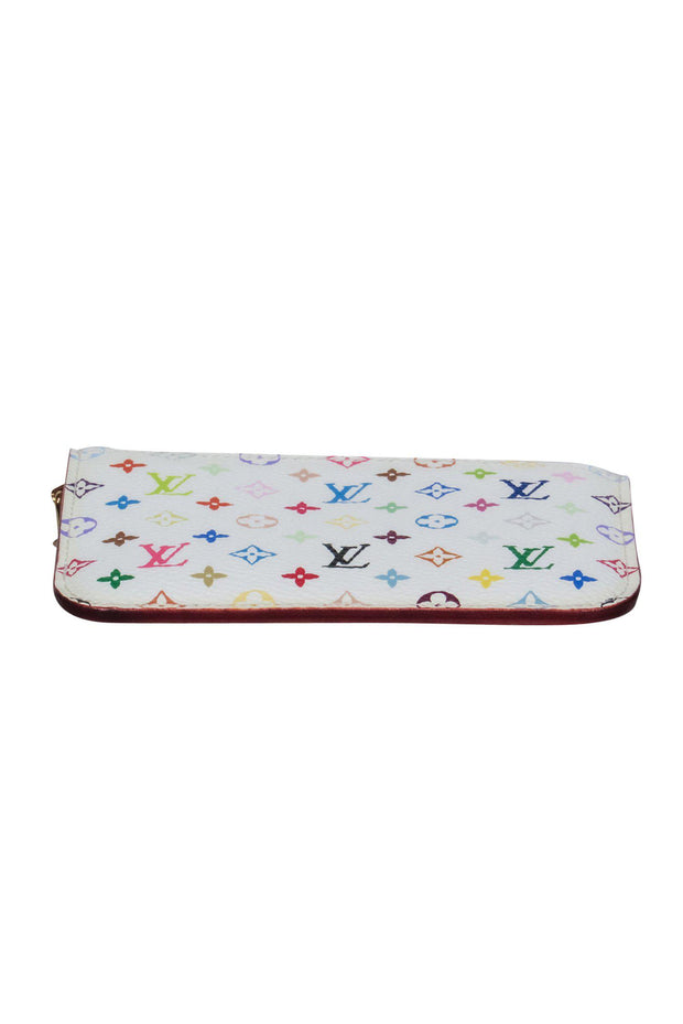 Current Boutique-Louis Vuitton - Small White & Multicolored Monogram Print Pebbled Leather Wallet