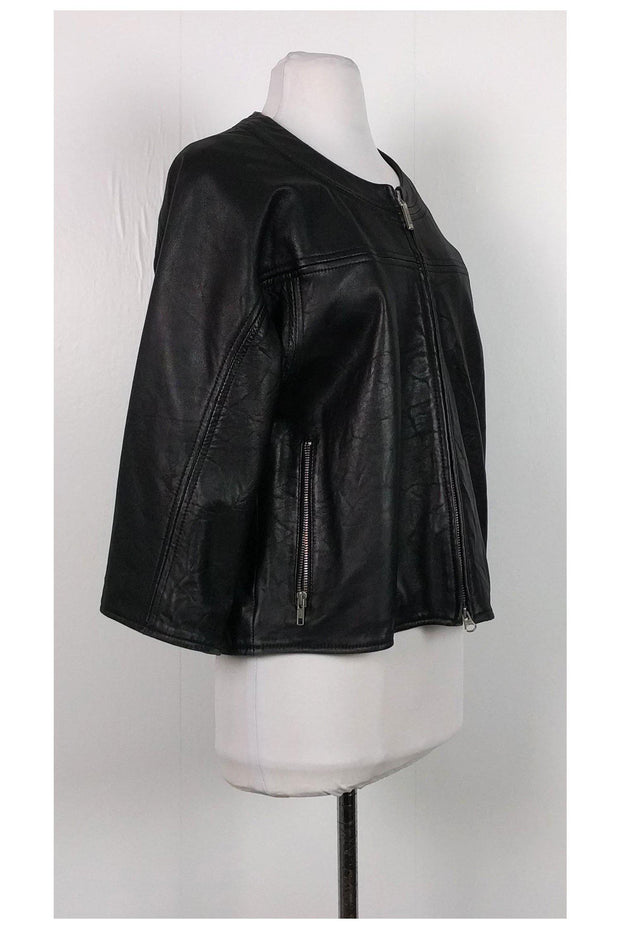 Current Boutique-Love Moschino - Black Leather Jacket Sz 6