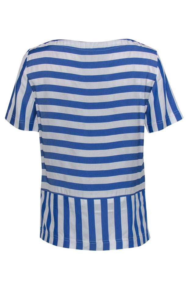 Current Boutique-Love Moschino - Blue & White Striped Short Sleeve Top Sz 4
