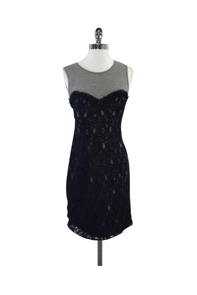 Current Boutique-Love Moschino - Grey & Black Lace Dress Sz 4