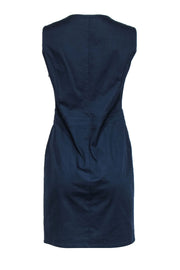 Current Boutique-Love Moschino - Navy Cotton Sheath Dress w/ White Embroidery Sz 8