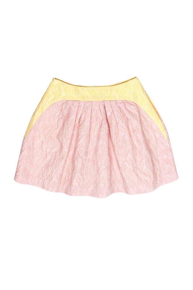 Current Boutique-Love Moschino - Pastel Pink & Yellow Crinkled Skirt Sz 6