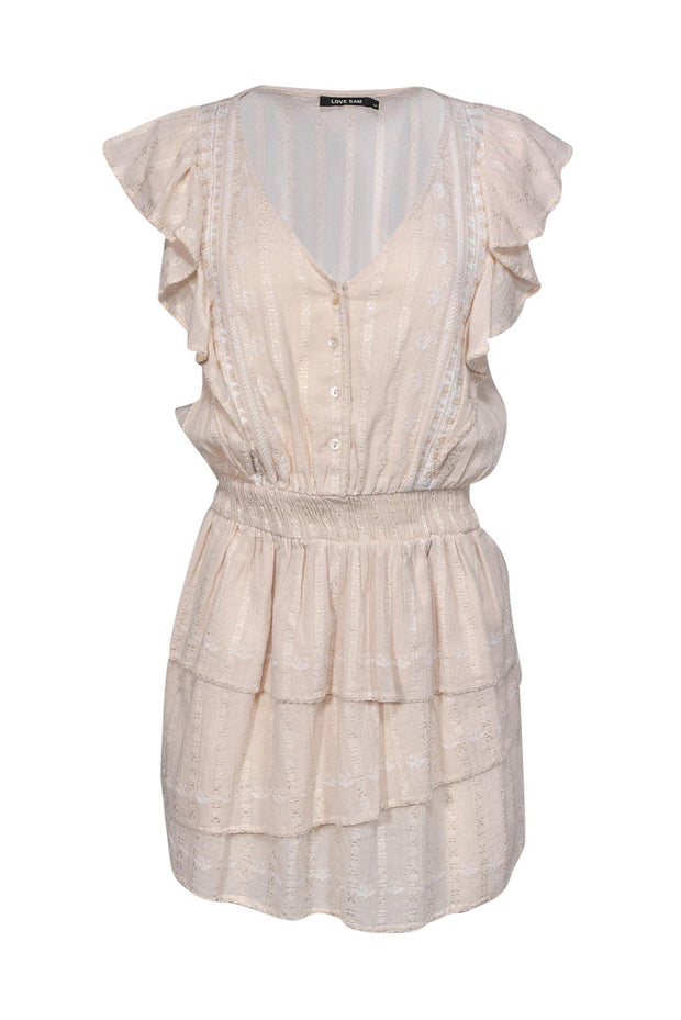 Current Boutique-Love Sam - Light Blush Ruffle Dress w/ Embroidery Sz S