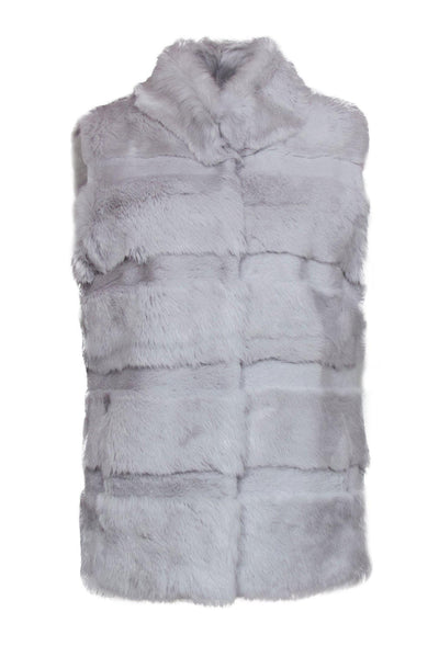 Current Boutique-Love Token - Light Grey Rabbit Fur Clasped Vest Sz L