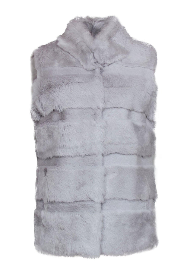 Current Boutique-Love Token - Light Grey Rabbit Fur Clasped Vest Sz L
