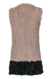 Current Boutique-Love Token - Tan Rabbit Fur Clasped Vest w/ Black Hem Sz S