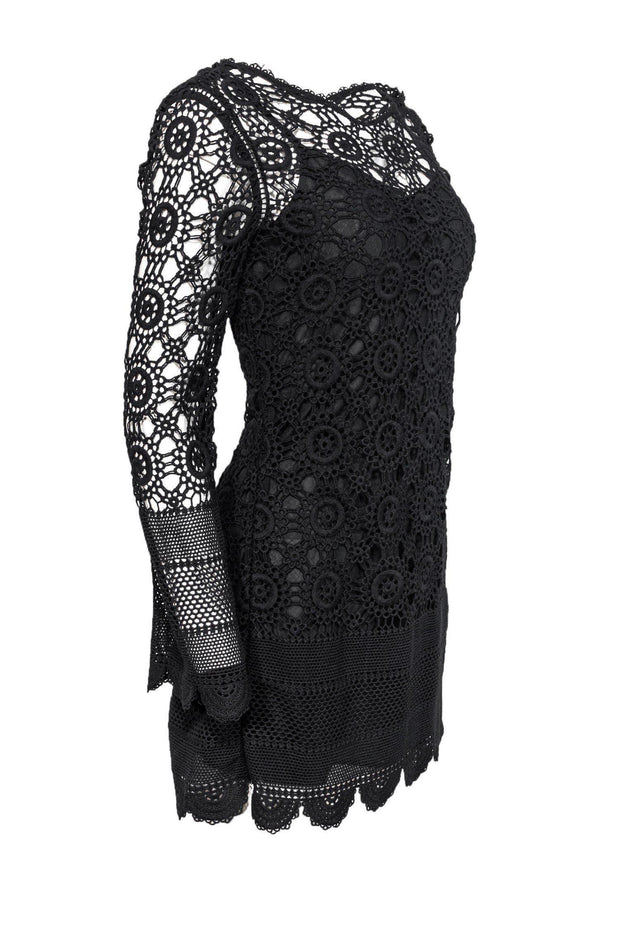 Current Boutique-LoveShackFancy - Black Cotton Crochet Dress Sz S