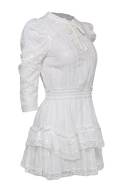 Current Boutique-LoveShackFancy - White Cotton Ruffled Eyelet Lace Mini Dress Sz XS