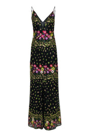 Current Boutique-Lovers + Friends - Black & Multicolor Embroidered Floral & Sequins Gown Sz M