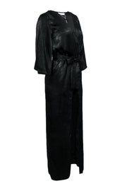 Current Boutique-Lovers + Friends - Black Satin Open Maxi Dress w/ Built-in Shorts Sz XS