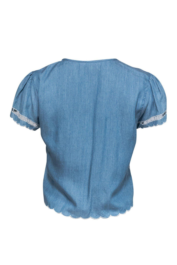 Current Boutique-Lovers + Friends - Chambray Top w/ Eyelets & Beading Sz S