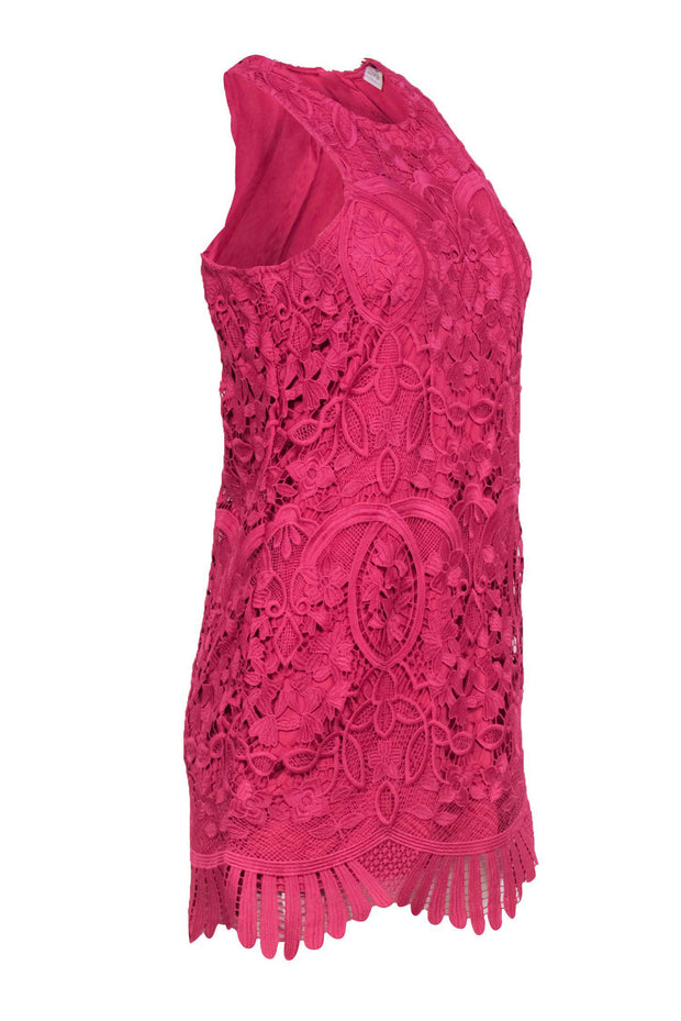 Current Boutique-Lovers + Friends - Hot Pink Lace Fitted Dress Sz S