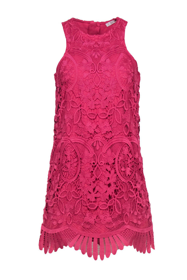 Current Boutique-Lovers + Friends - Hot Pink Lace Fitted Dress Sz S