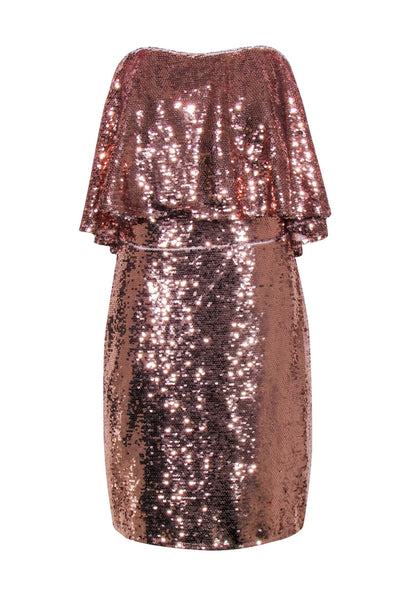 Current Boutique-Lovers + Friends - Rose Gold Pink Sequin Strapless Mini Dress Sz M