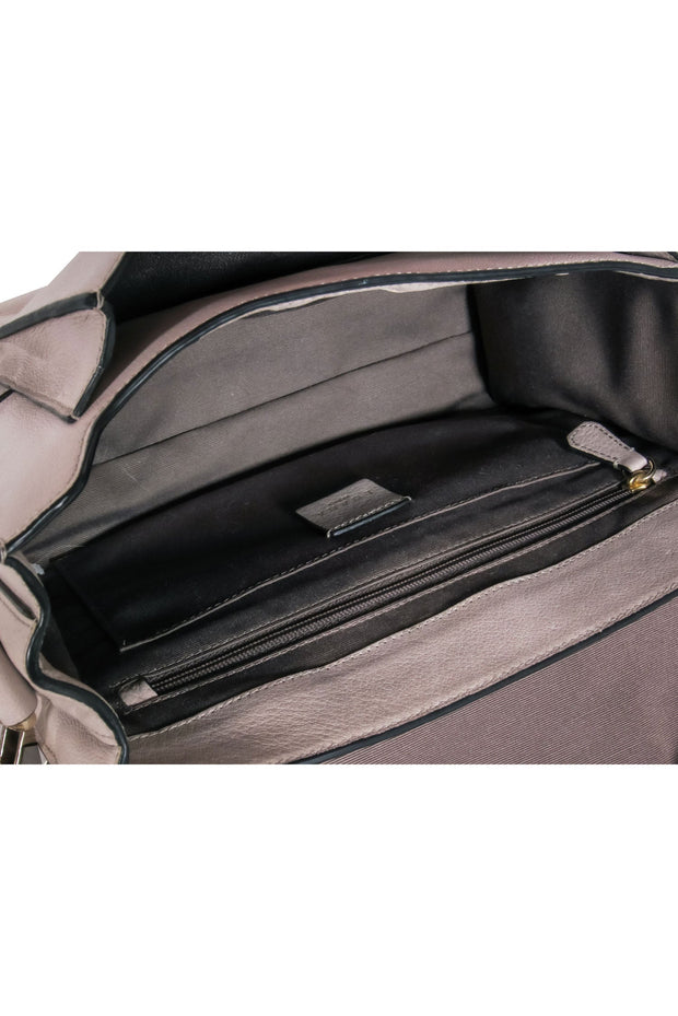 Current Boutique-Luana Italy - Grey Leather w/ Fur Trim Crossbody Bag