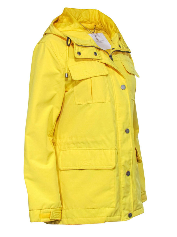 Current Boutique-Lucky Brand - Yellow Hooded Zipper front Weather Jacket Sz L