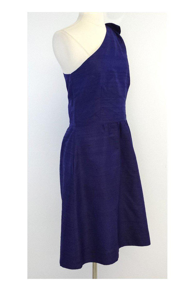 Current Boutique-Lula Kate - Blue Silk One Shoulder Dress Sz 10