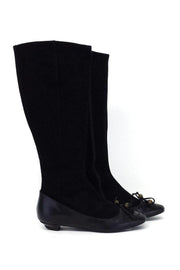 Current Boutique-Lulu Guinness - Black Suede & Leather Knee High Boots Sz 6