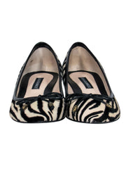 Current Boutique-Lulu Guinness - Black & White Pony Hair Zebra Print Kitten Heels Sz 7