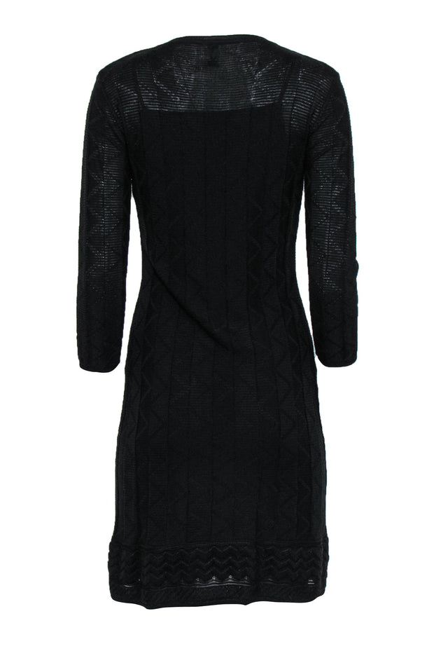 Current Boutique-M Missoni - Black Patterned Knit Long Sleeve Dress Sz S