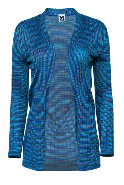 Current Boutique-M Missoni - Blue, Purple & Green Marbled Open Front Knit Cardigan Sz 2