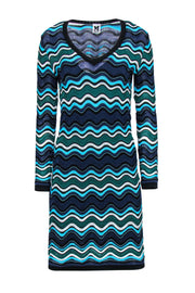Current Boutique-M Missoni - Blue. Green & White Squiggly Sparkly Knit Midi Dress Sz 4