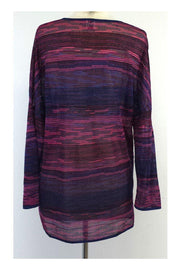 Current Boutique-M Missoni - Fuchsia & Blue Metallic Knit Striped Shirt Sz M