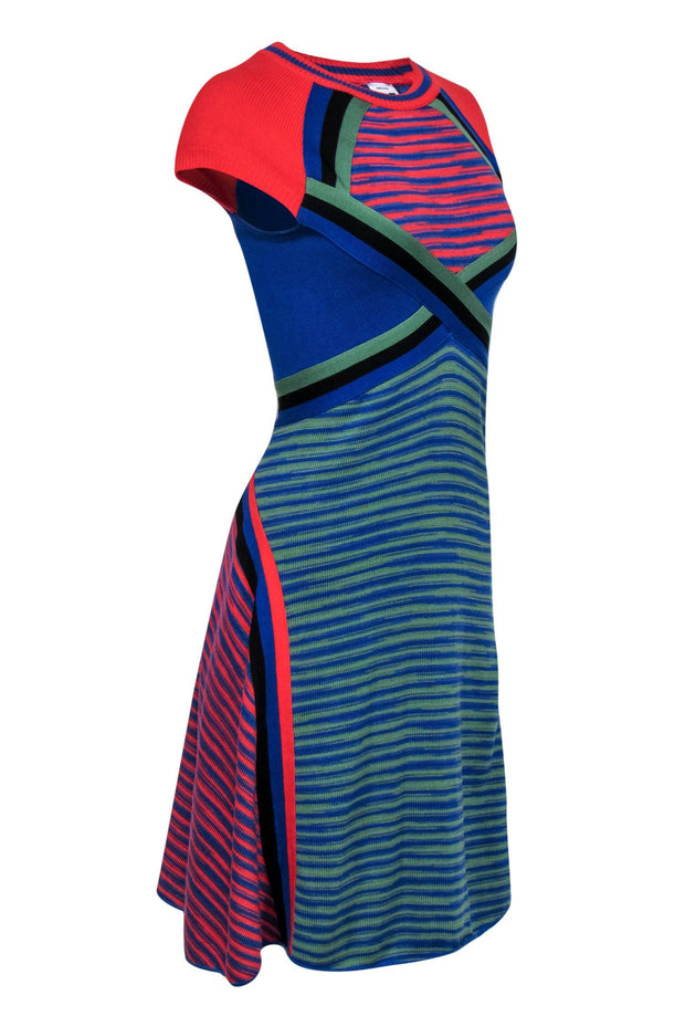 Current Boutique-M Missoni - Multicolor Striped Cap Sleeve Cotton Midi Dress Sz 4
