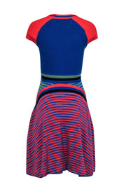 Current Boutique-M Missoni - Multicolor Striped Cap Sleeve Cotton Midi Dress Sz 4